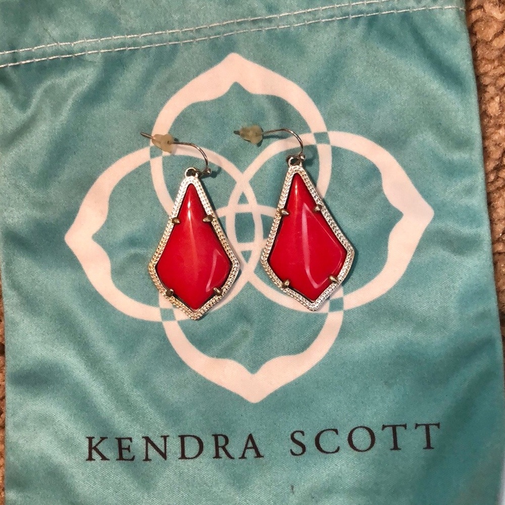 Kendra Scott “Alex” red silver drop earrings